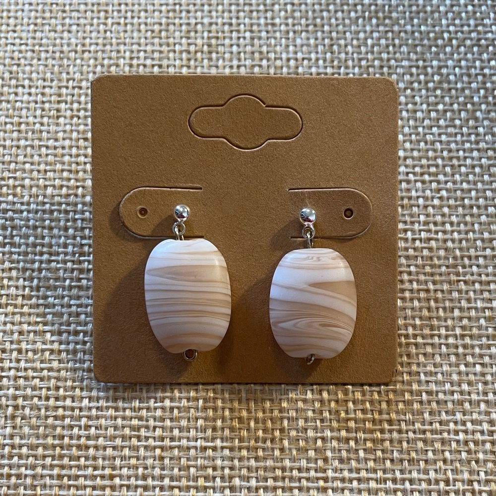 Beige Swirl Glass Drop Earrings — Women Jewelry